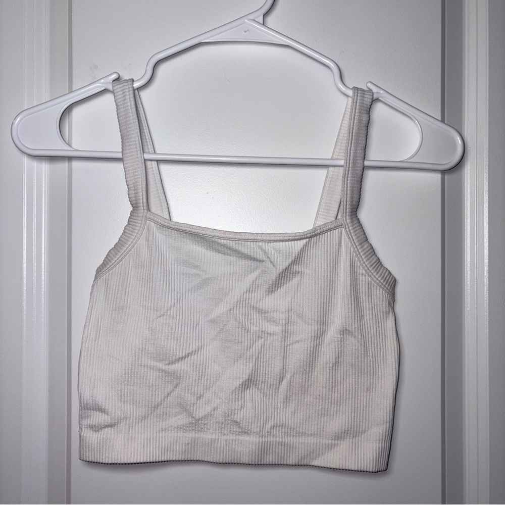 Colsie White Ribbed Cropped Bralette Size: S